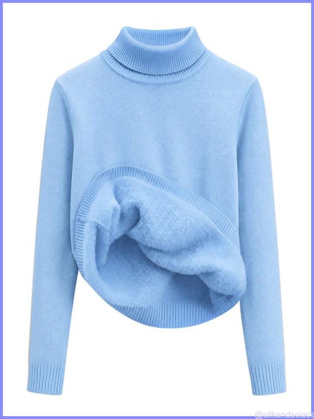 Womens Turtleneck Sweater Fleece Lined Sherpa Thermal Pullover